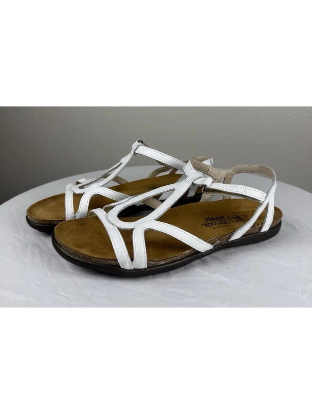 Naot Handmade Israel White Leather Strappy Comfort Sandals EU 37 US 6-6.5